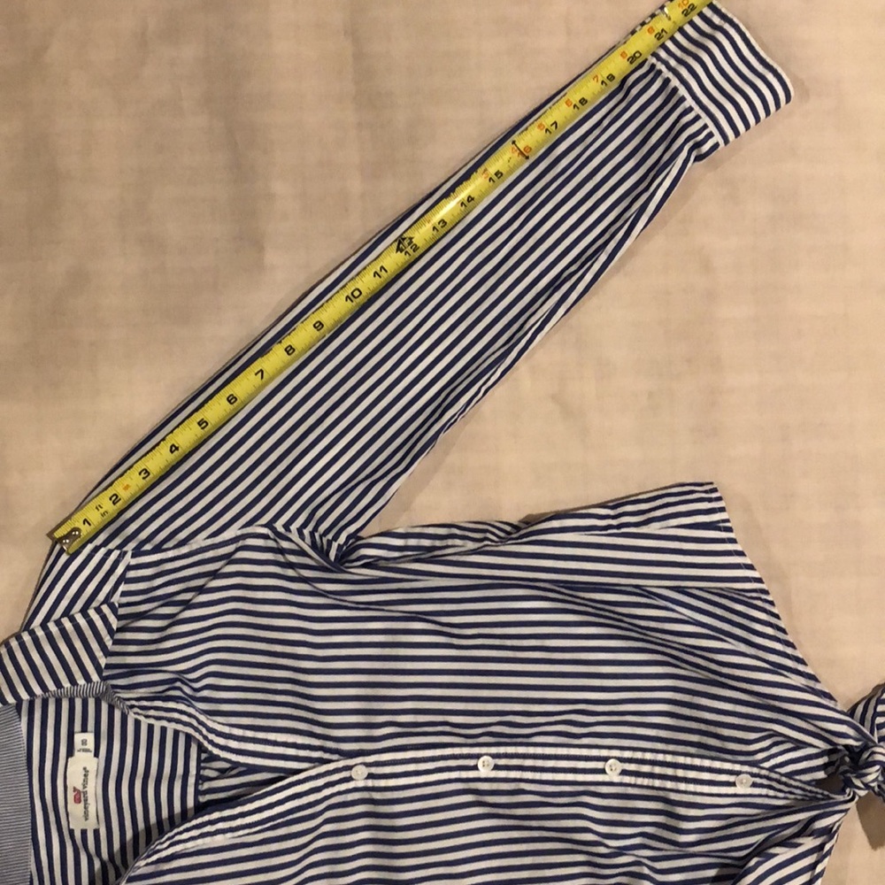 Vineyard Vines Striped Tie-Front Blouse Size 00 - Picture 5 of 6